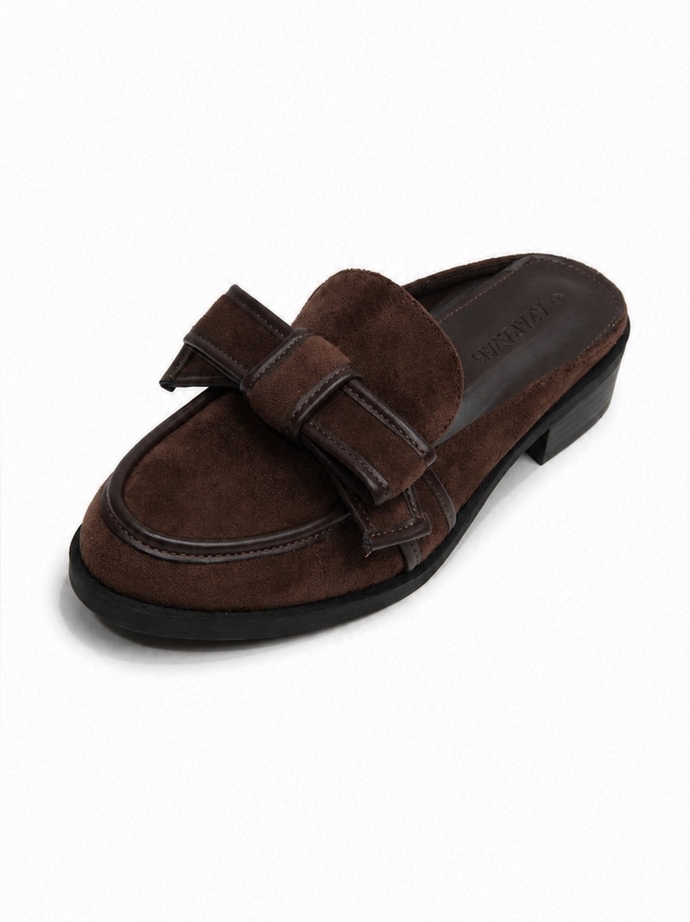 Elegant Suede Bow Mule Loafers – Chic Slip-On Block Heel Slides for Women - Picture 2 of 2